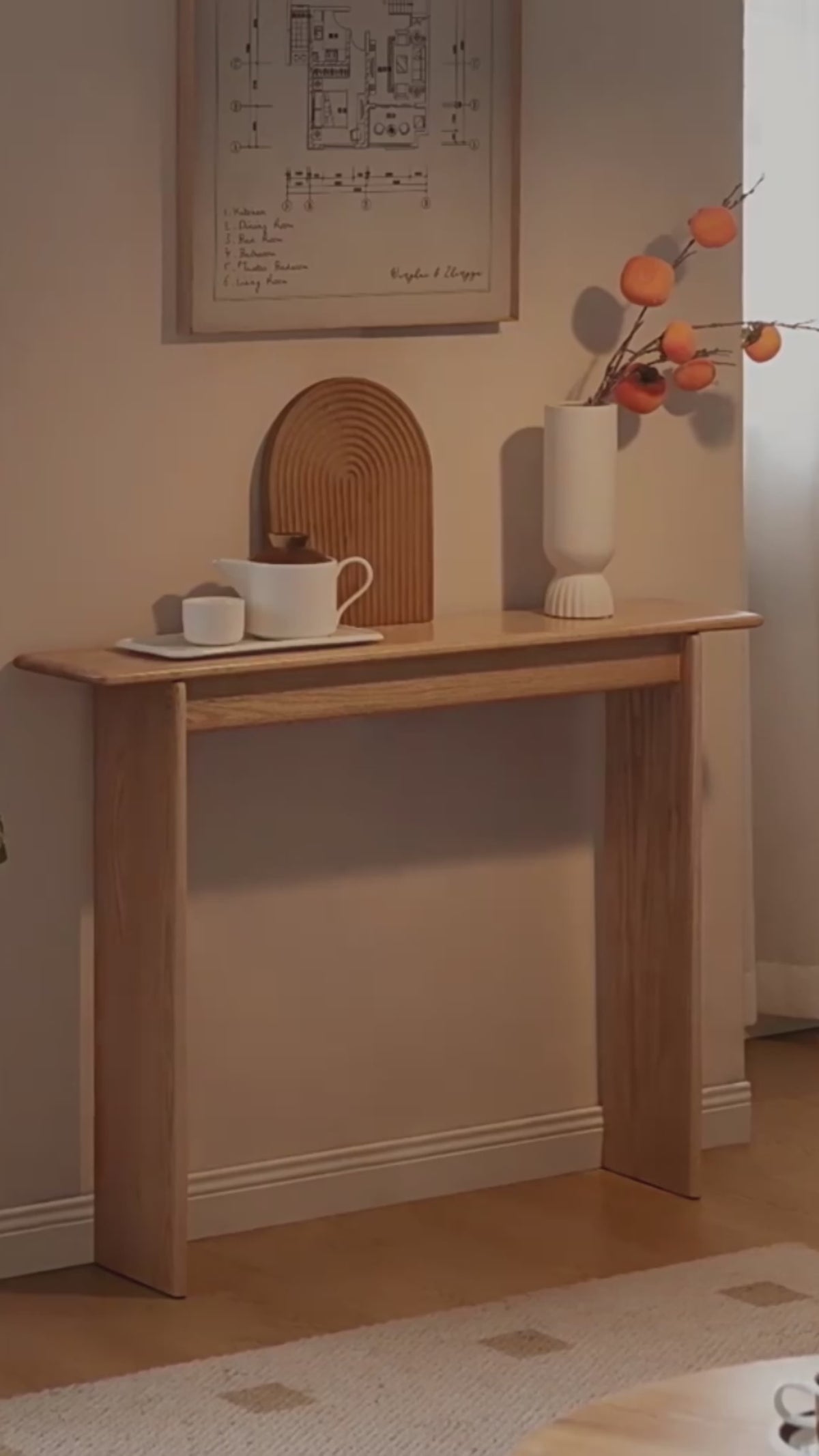 solid wood living room entrance table corridor wall strip case ultra-narrow entrance storage ...
