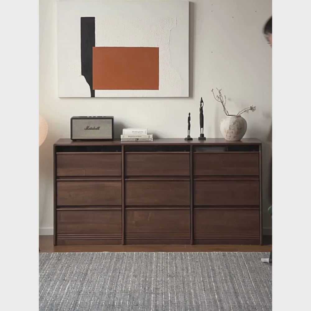 Solid Wood Chest Home Skeleton Line Drawer Chest Bedroom Black Walnut ...