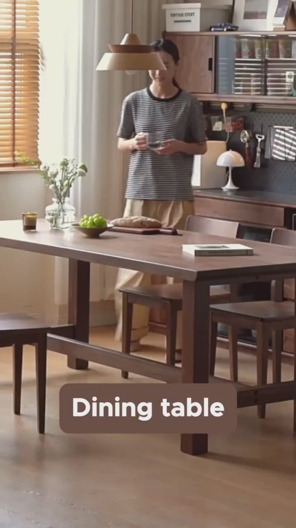 pure solid wood dining table Nordic black walnut table and chair ...