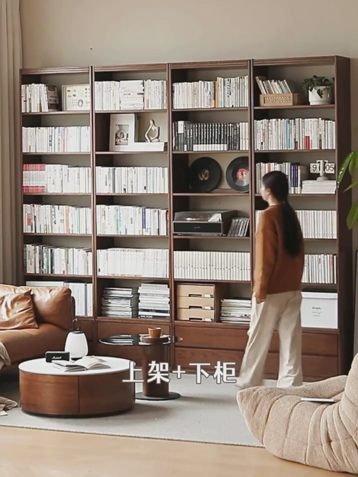 solid wood bookshelf floor rack home integrated wall storage cabinet ...