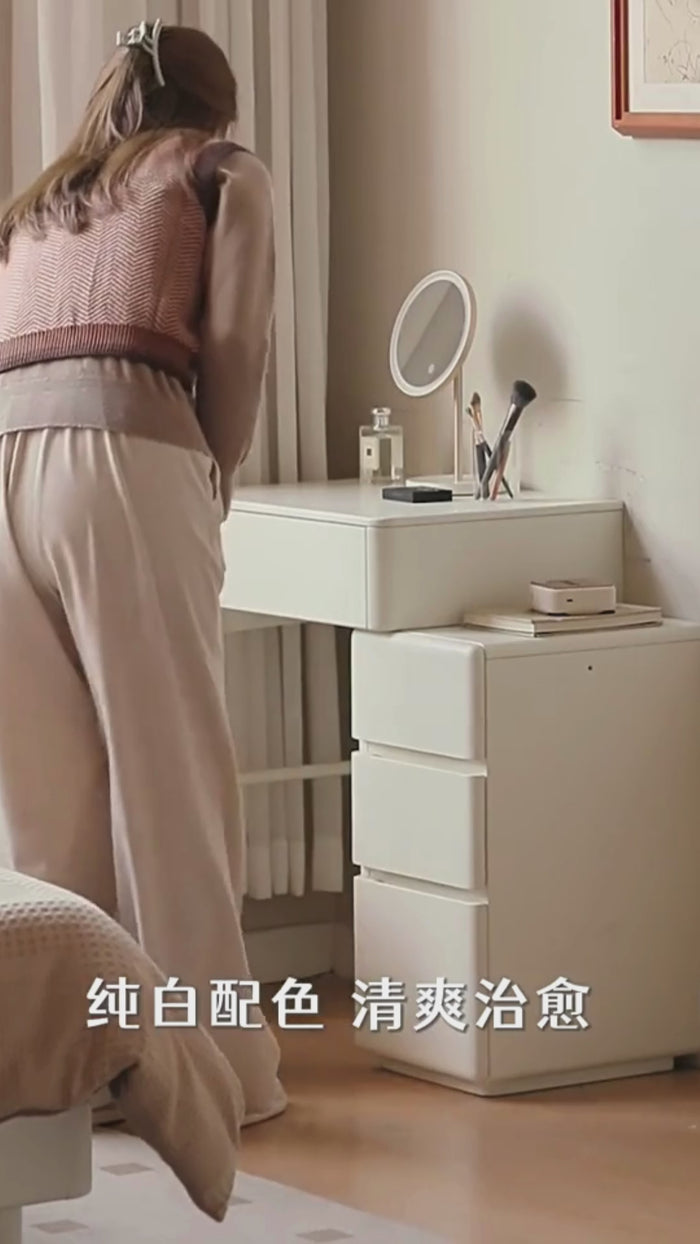 solid wood telescopic dressing table, bucket cabinet, integrated white ...
