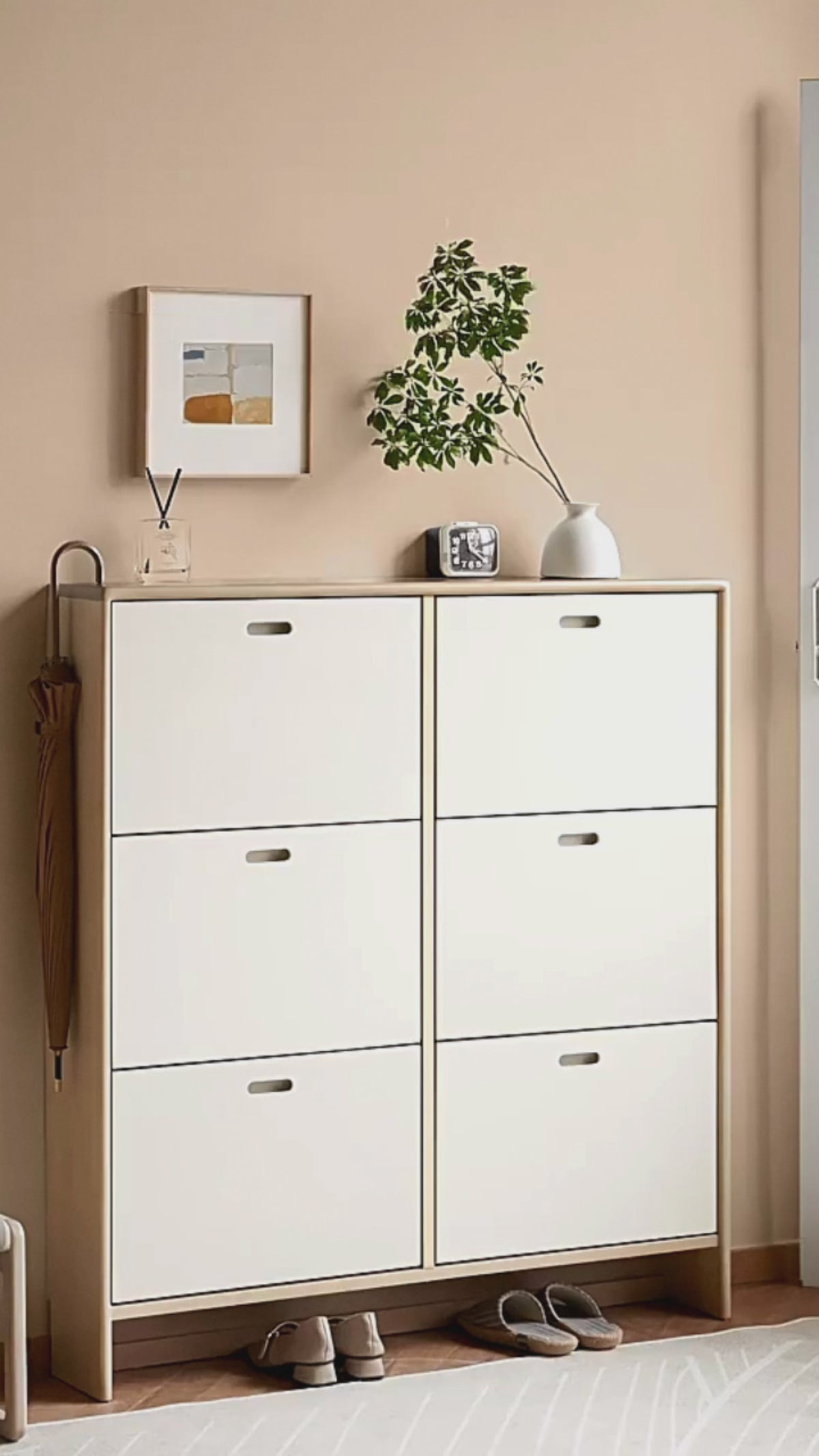 solid wood ultra-thin shoe cabinet tipping bucket storage locker home ...