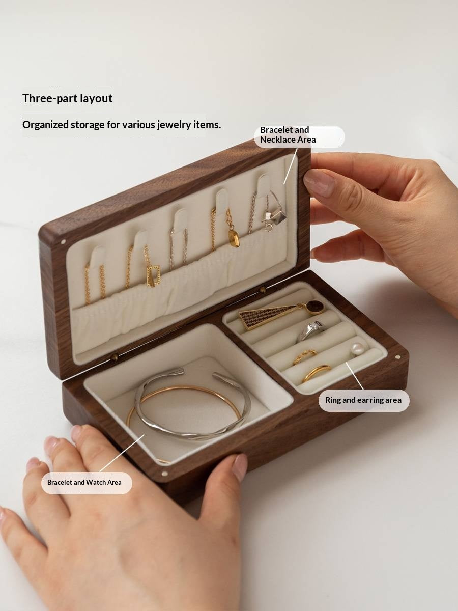 Black Walnut, Cherry Solid Wood Jewelry Box