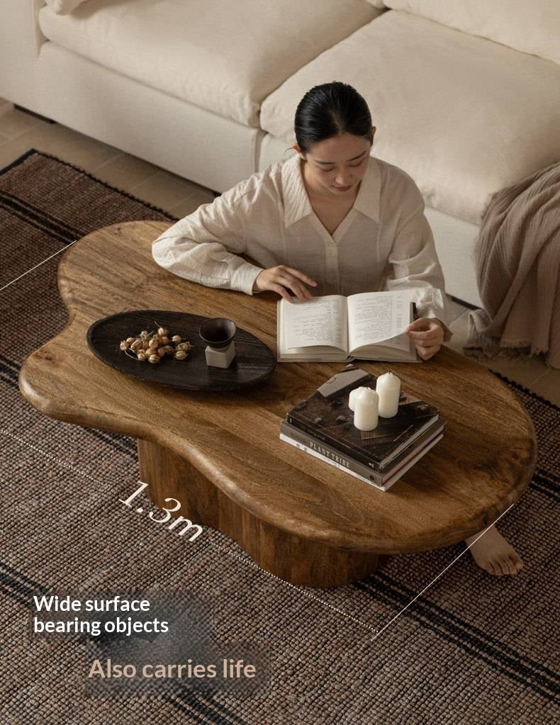 Mango Solid Wood Wabi Sabi Coffee Table with Irregular Cloud Design