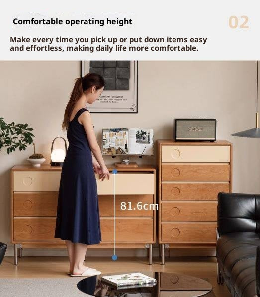 Cherry, Poplar Solid Wood Modern Minimalist Chest of Drawers