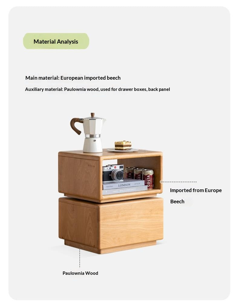 Beech Solid Wood Floor Rotating Side Table