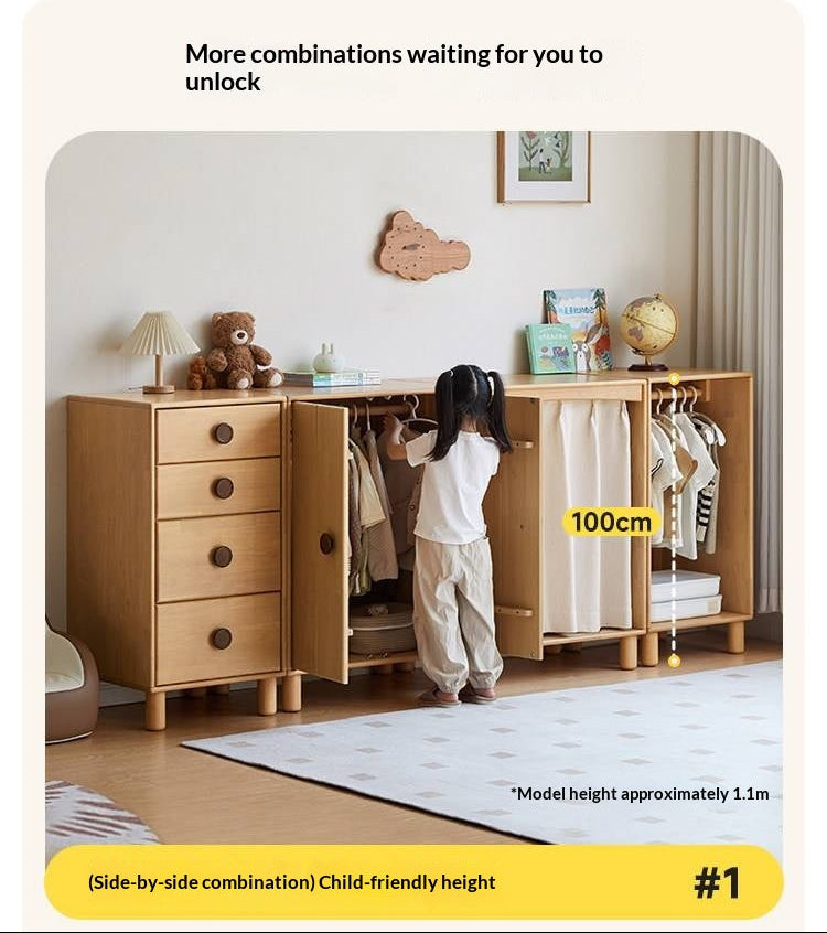 Solid Rubberwood Children's Wardrobe