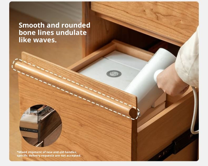 Cherry Solid Wood Retro Skeleton Line Makeup Table