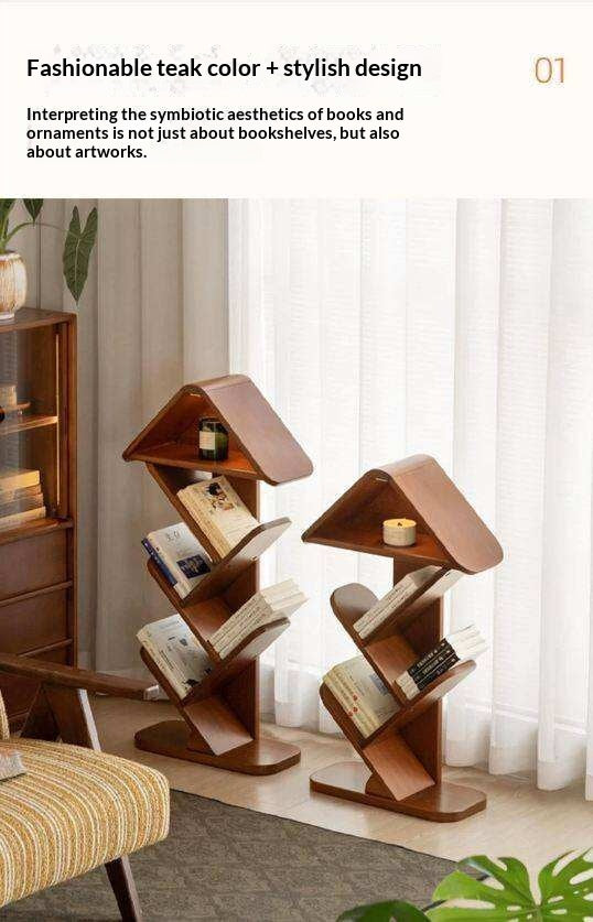 Poplar Solid Wood Mid Century Style Bookshelf And Newspaper Rack