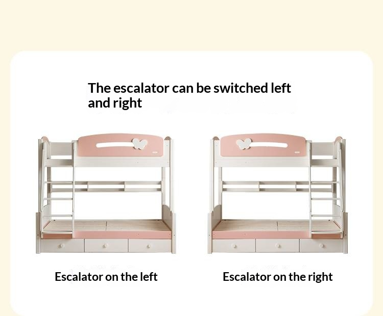 Rubberwood Solid Wood Children's Princess Storage Bunk Bed