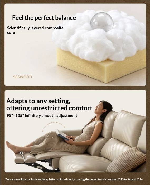 Genuine Leather Power Reclining Sofa with Wall-Hugger Track Arms