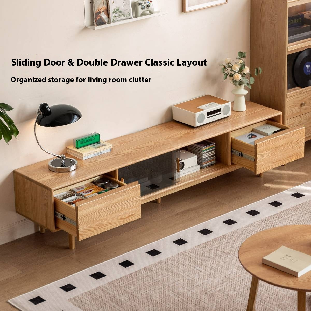 Oak Solid Wood Modern TV Cabinet