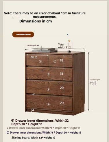 Oak Solid Wood Modern Drawer Cabinet