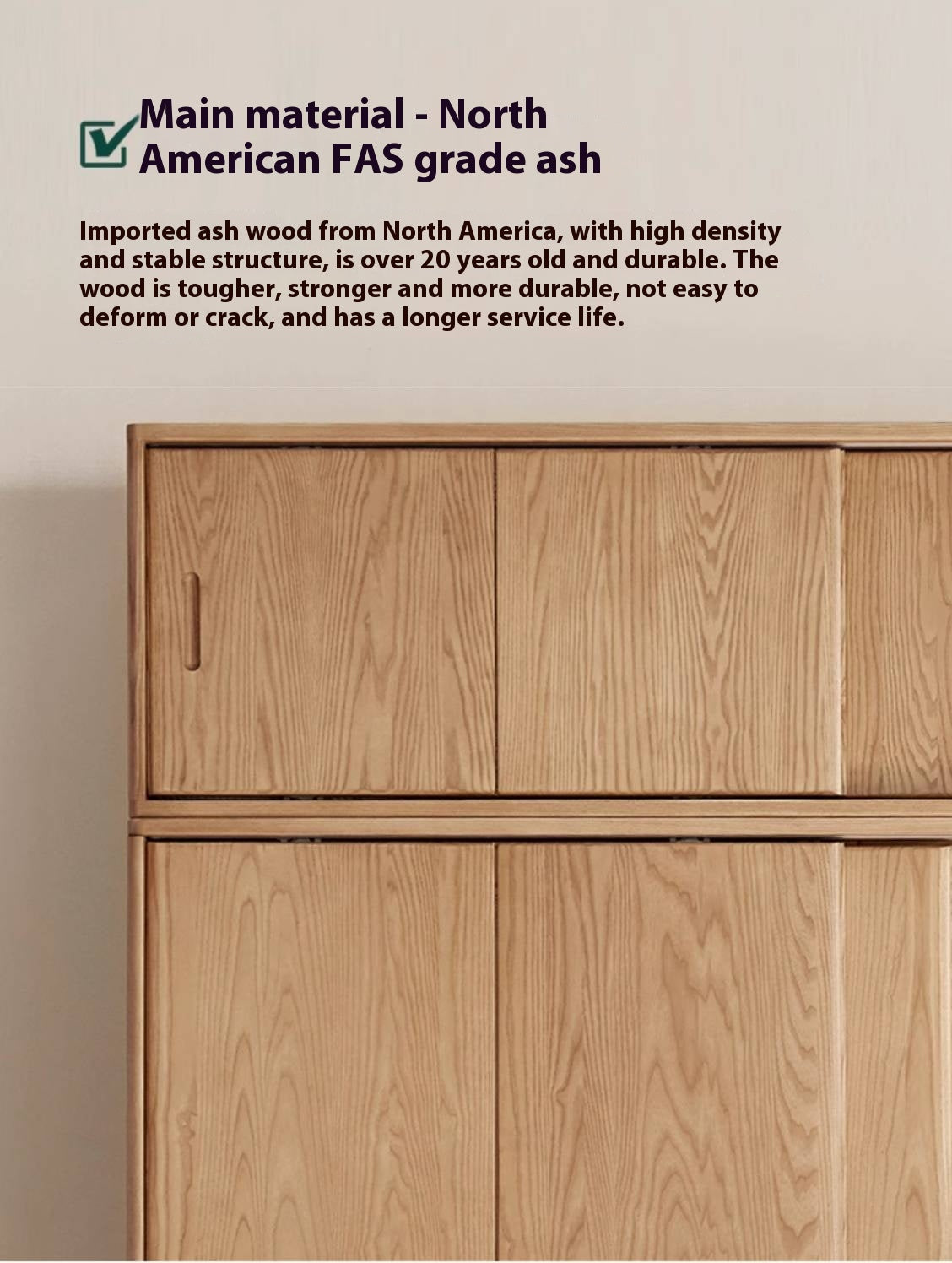 Oak, Ash Solid Wood Wardrobe With Sliding Doors