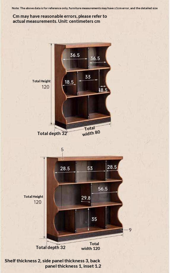 Solid RubberWood French Retro Bookcase with Storage Cabinet