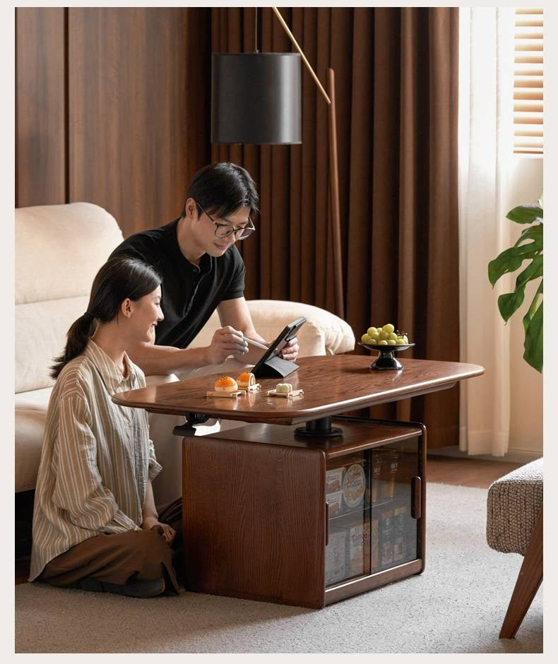 Oak Solid Wood Elevating Lifting Coffee Table