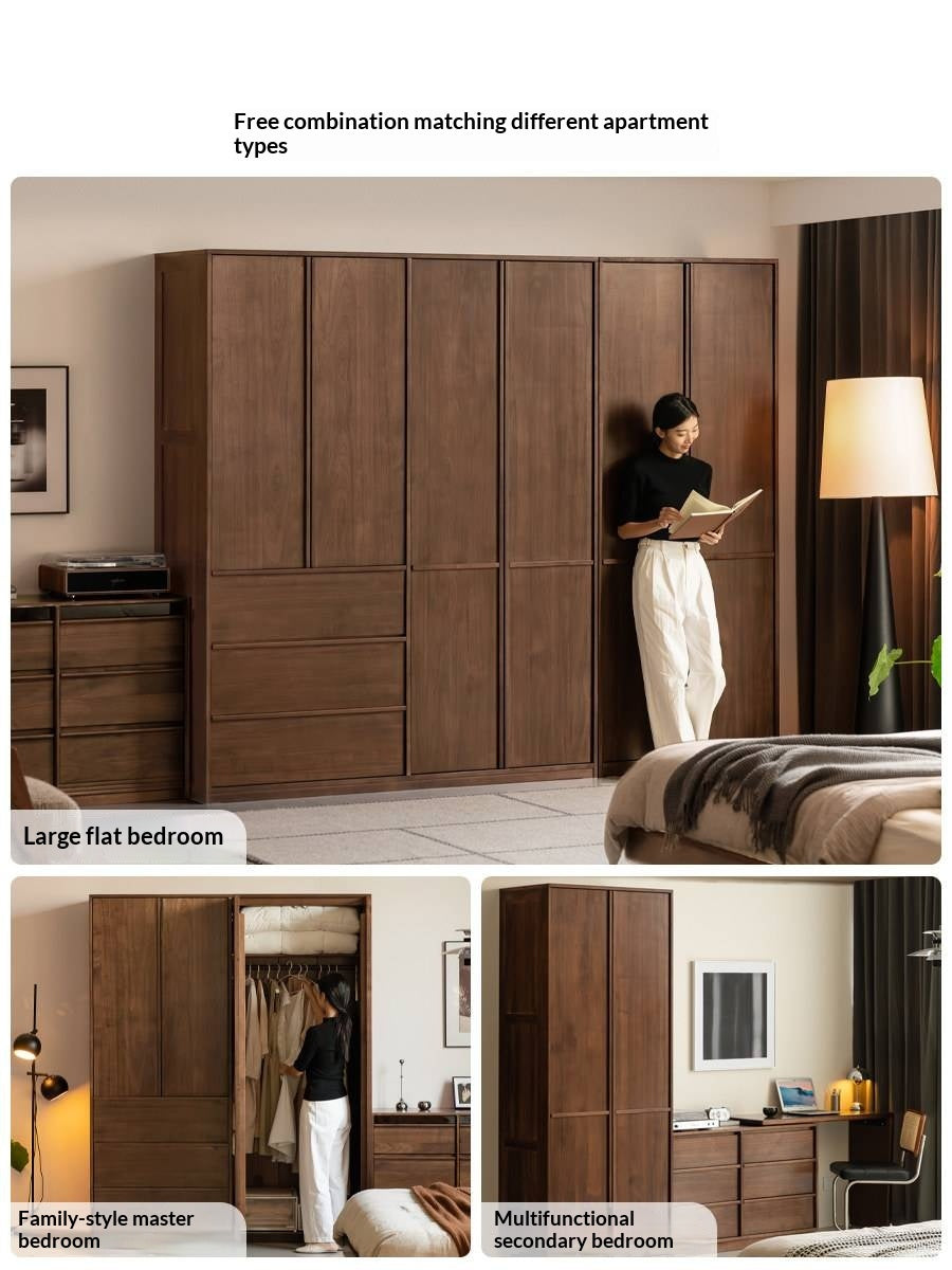 Black Walnut Solid Wood Italian Light Luxury Wardrobe