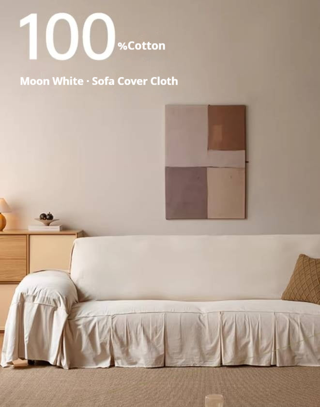 100% Cotton Sofa Cover, All-Season Washable Slipcover, Breathable Dustproof Sofa Protector