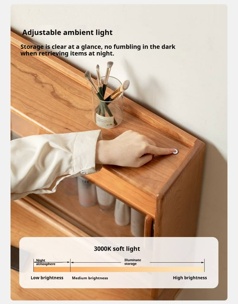 Cherry Solid Wood Retro Skeleton Line Makeup Table