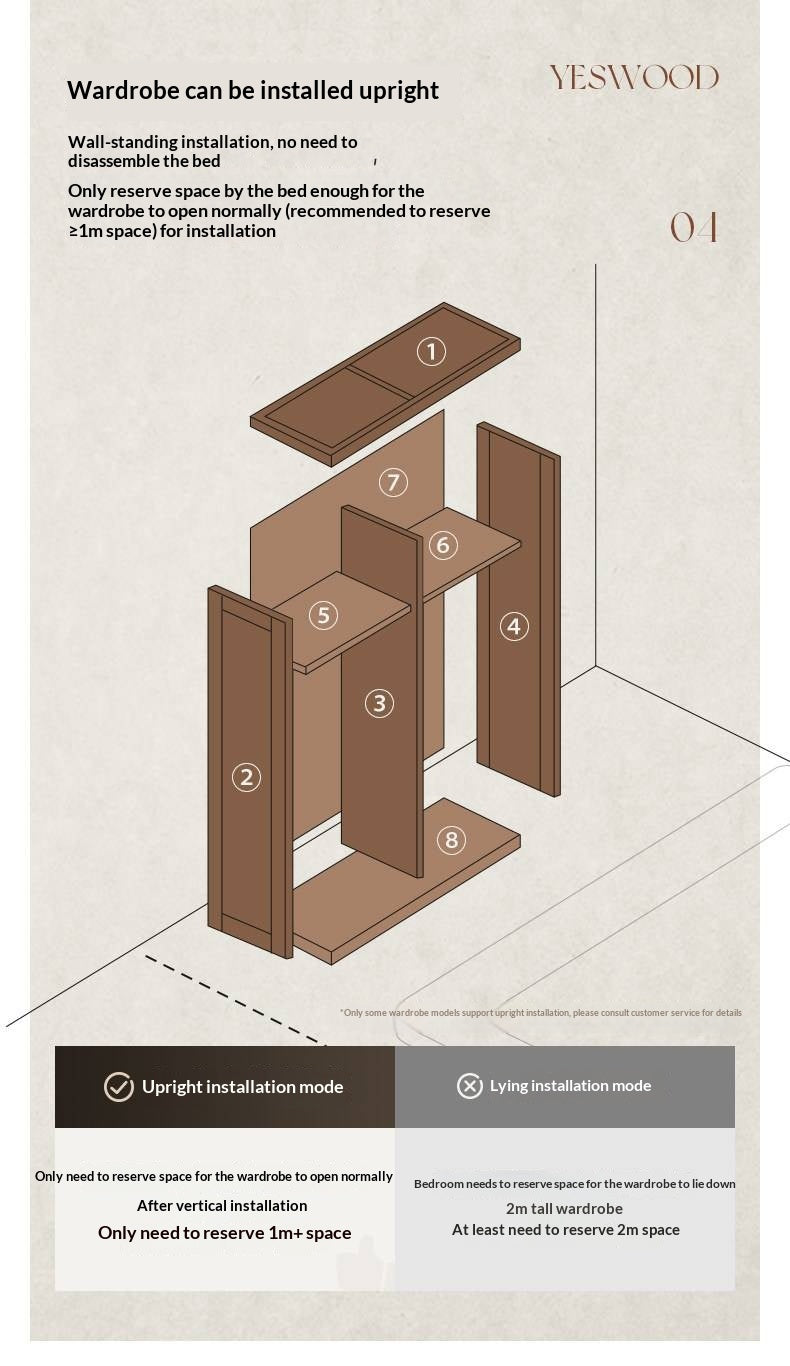Oak Solid Wood Wardrobe with Modern Minimalist Design