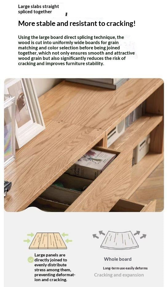 Ash Solid Wood Modern TV Cabinet with Freely Combineable Bookshelf and Storage