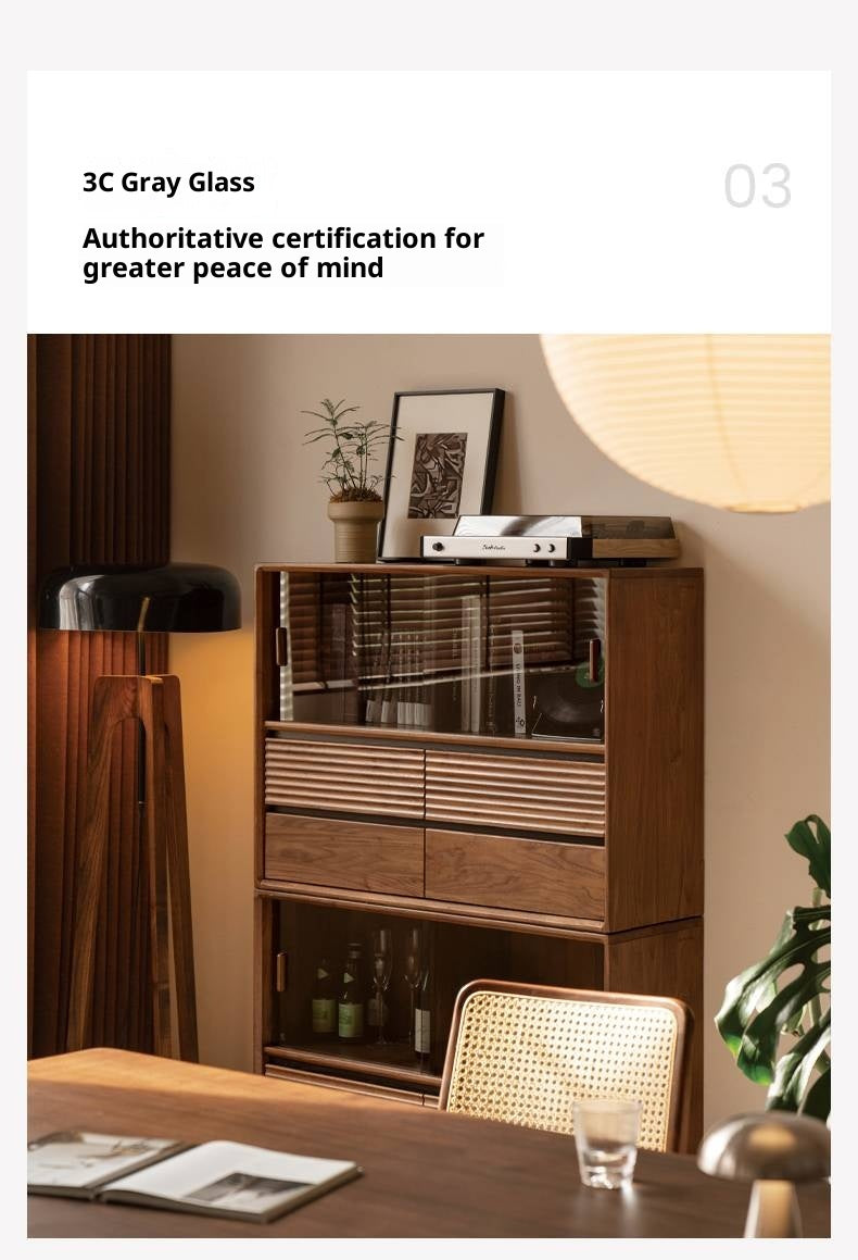 Black Walnut Solid Wood Italian Light Luxury Bookcase