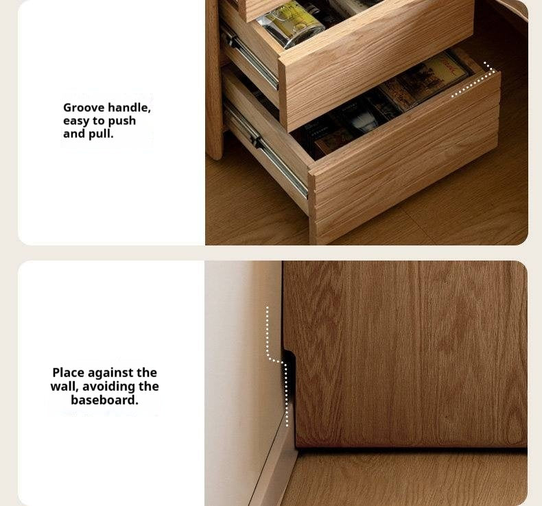 Ash Solid Wood Nightstand With Glass Top