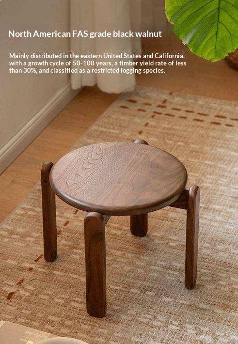 Black Walnut, Cherry Solid Wood Stacked Round Stool