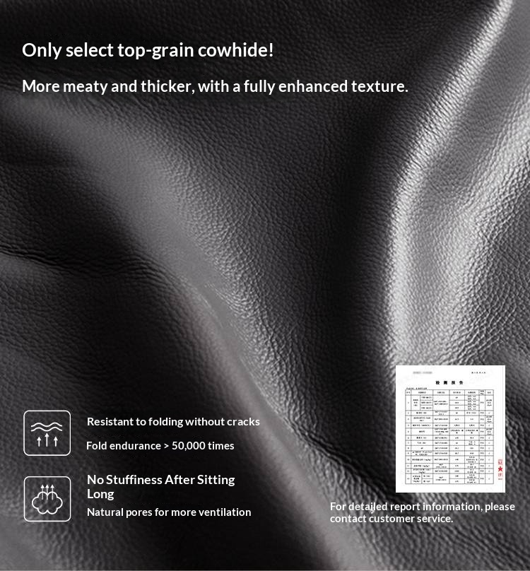 Genuine Leather Bauhaus Style Double Bed with Top Grain Cowhide Soft Backrest