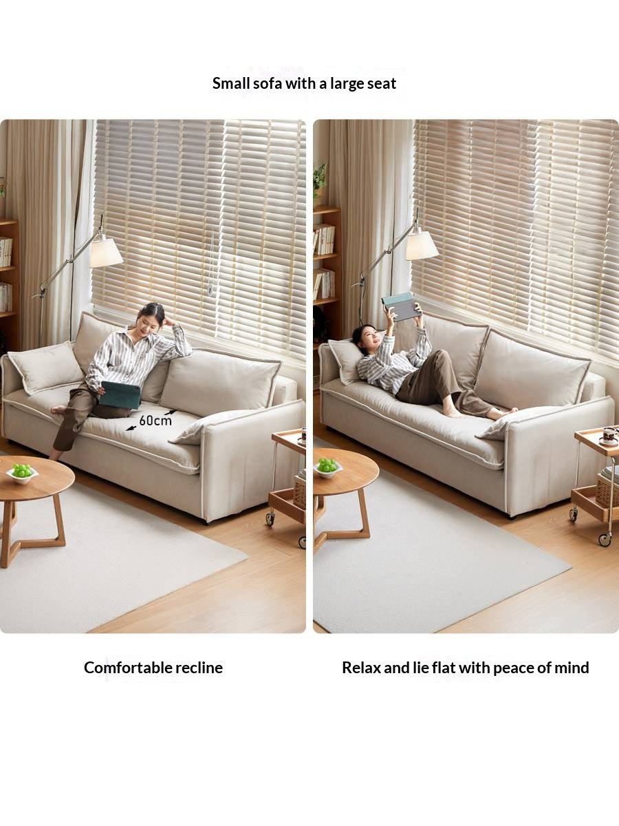 Cream-style washable fabric sofa with relaxed silhouette