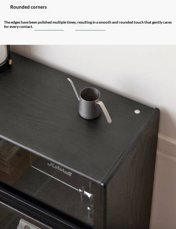 Ash Solid Wood Side Cabinet LED Lights Smoked