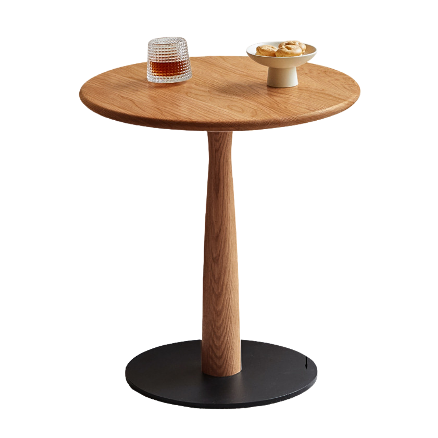 Oak, Black walnut, Cherry Solid Wood Round Side Table Modern