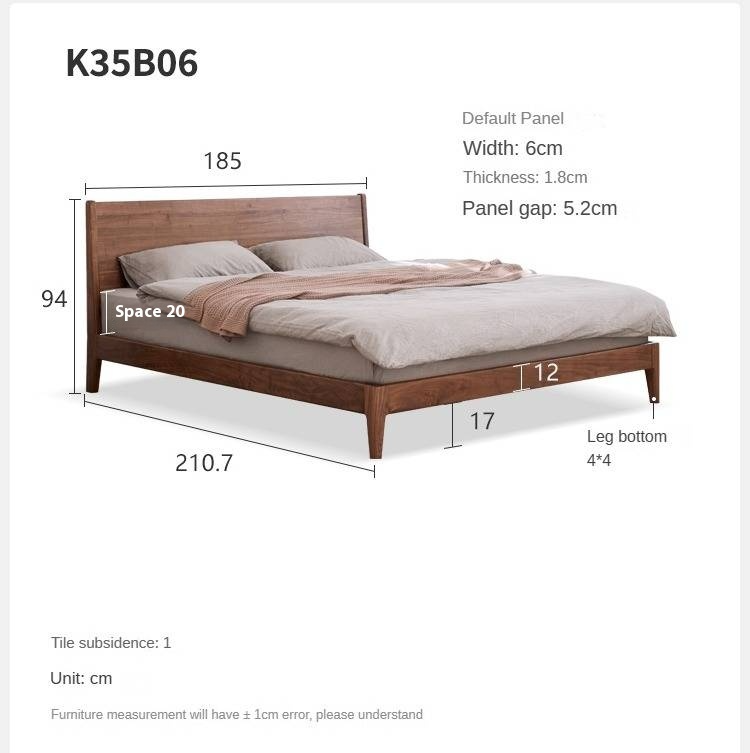 Black Walnut Solid Wood Bed