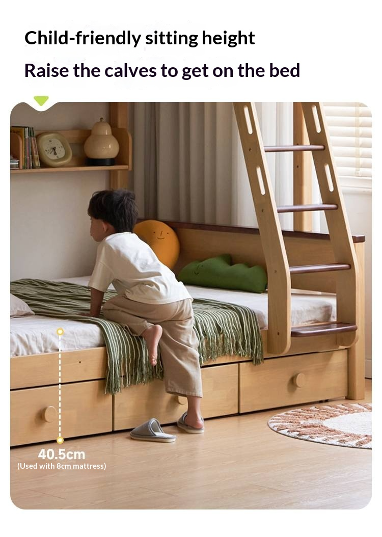 Rubberwood Solid Wood Children's Bunk Bed