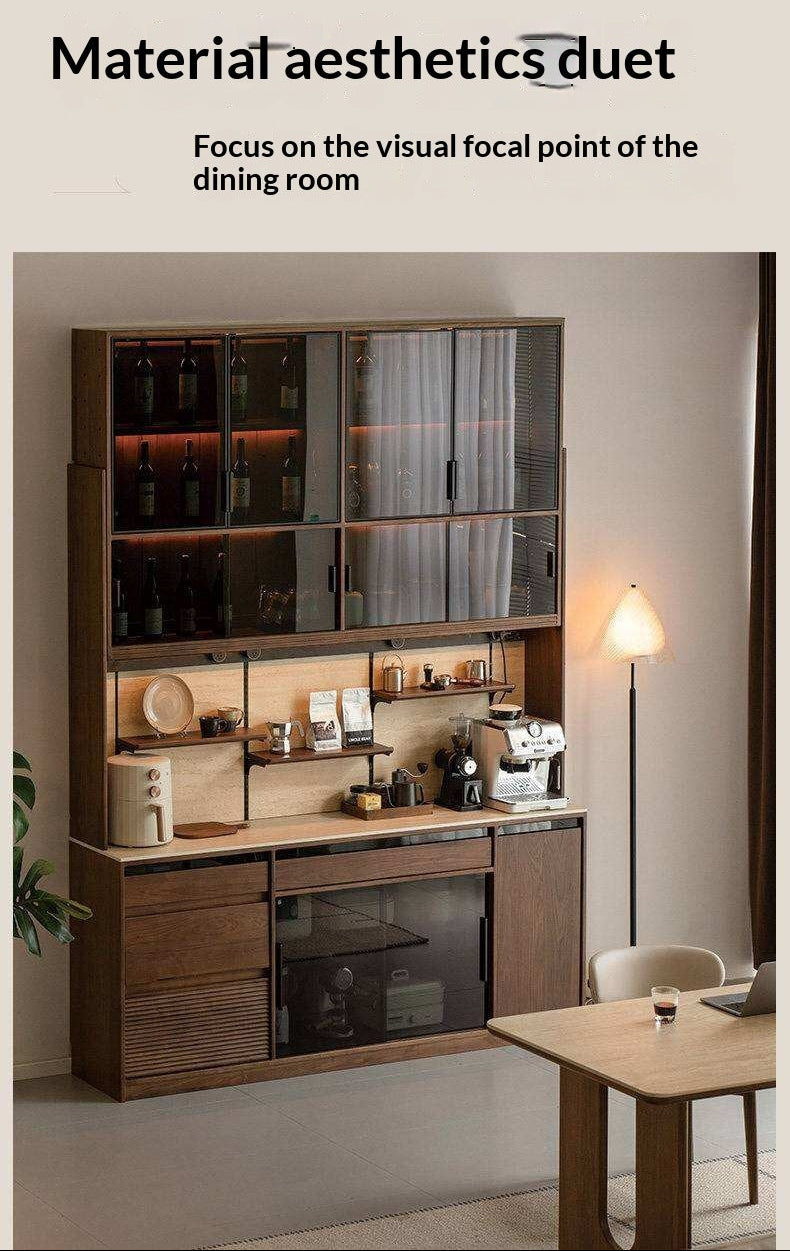 Black Walnut Solid Wood Rock Plate Wine Sideboard