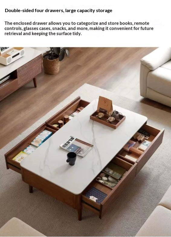 Black Walnut Solid Wood with Slate Top Coffee Table