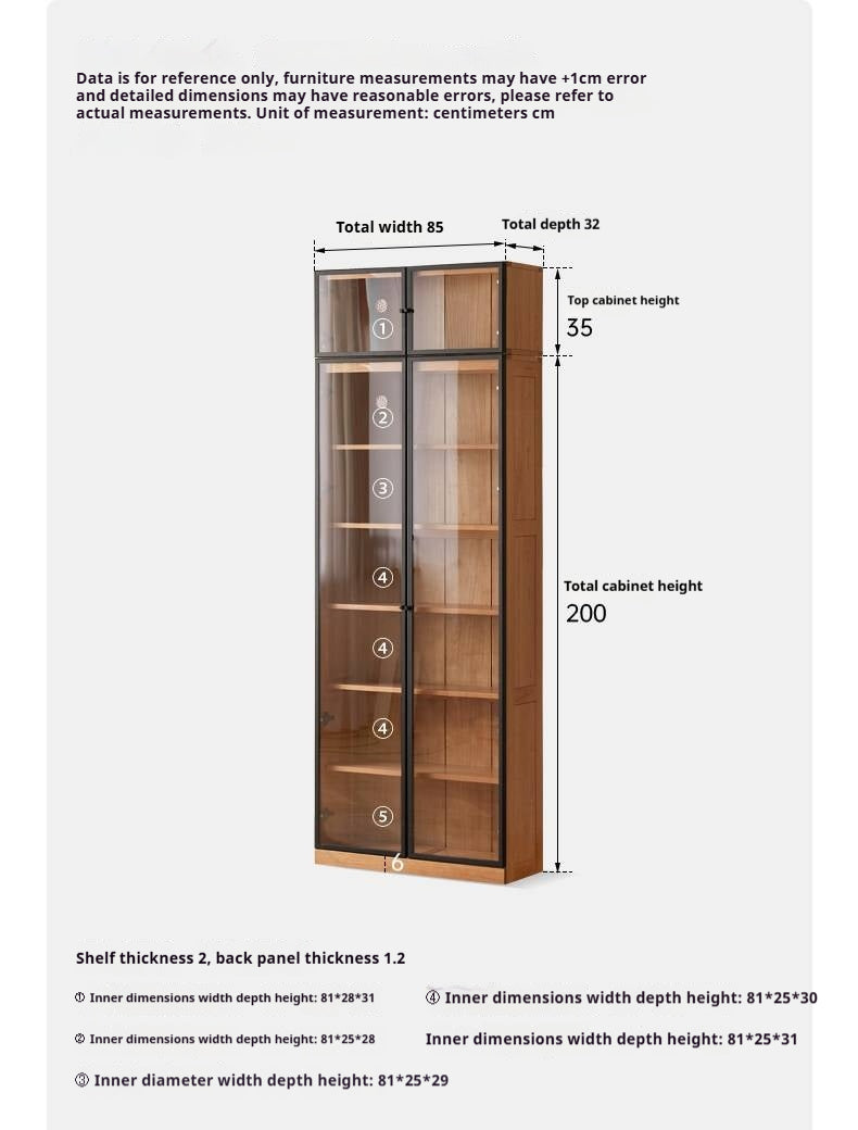 Cherry Solid Wood Floor-Standing Bookcase with Modern Shelving