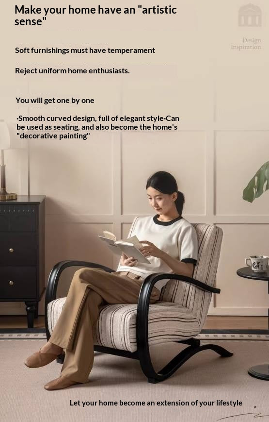 Ash Solid Wood Mid-Century Modern Rocking Accent Chair with Bentwood Frame