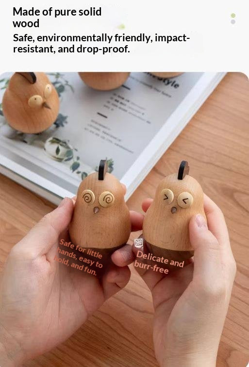 Beech, Black Walnut Solid Wood Tumbler Desk Ornament with Simple Creative Design