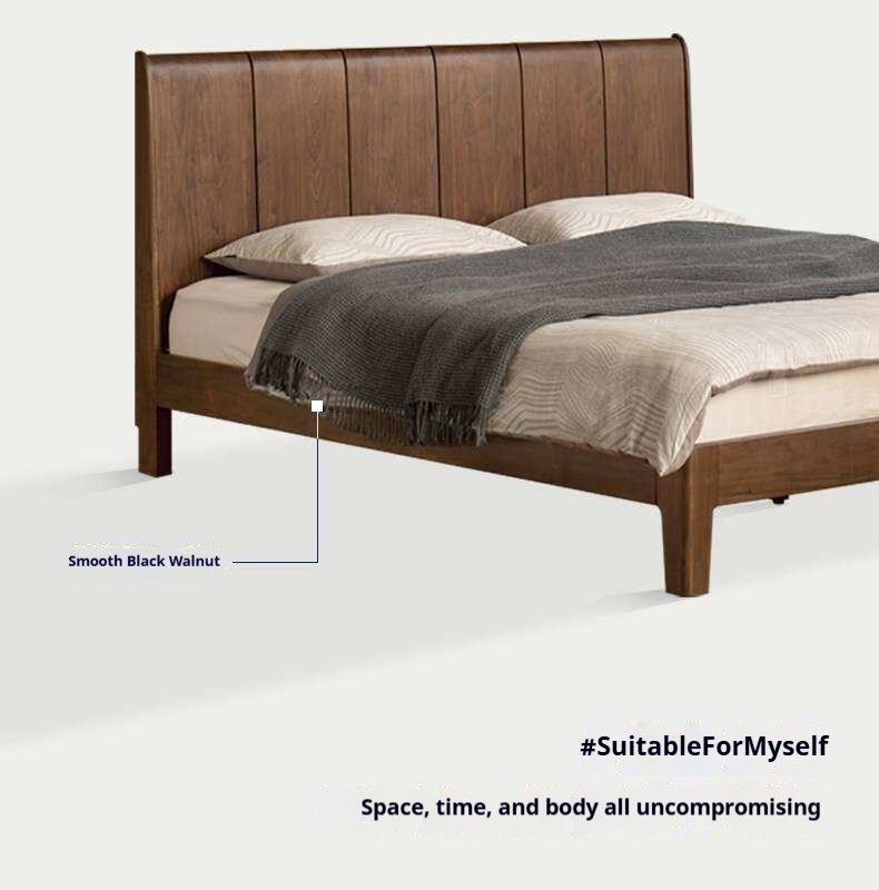 Black Walnut Solid Wood Bed — Italian Light Luxury Style