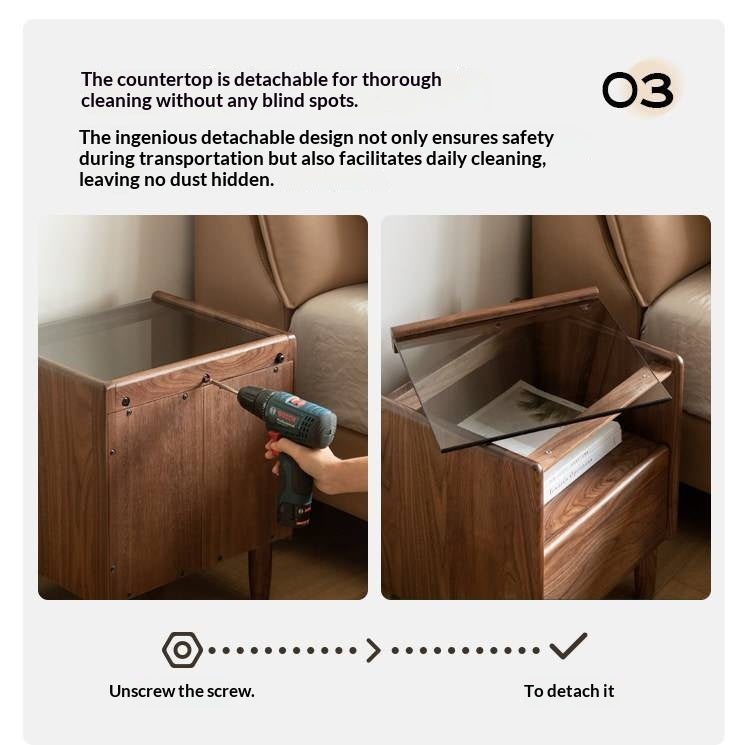 Black Walnut, Catalpa, Sandalwood Solid Wood Nightstand Modern Minimalist