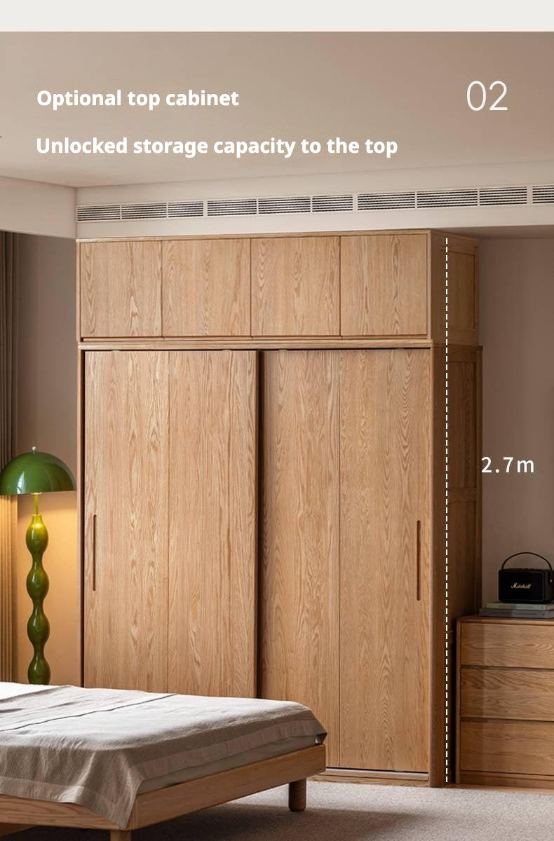 Oak, Ash Solid Wood Wardrobe Sliding Door.
