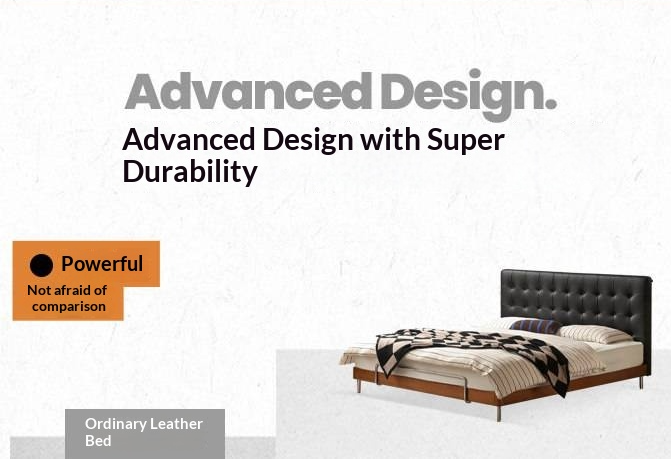 Tulipwood Solid Wood Bed — Bauhaus Style with Soft Genuine Leather Headboard