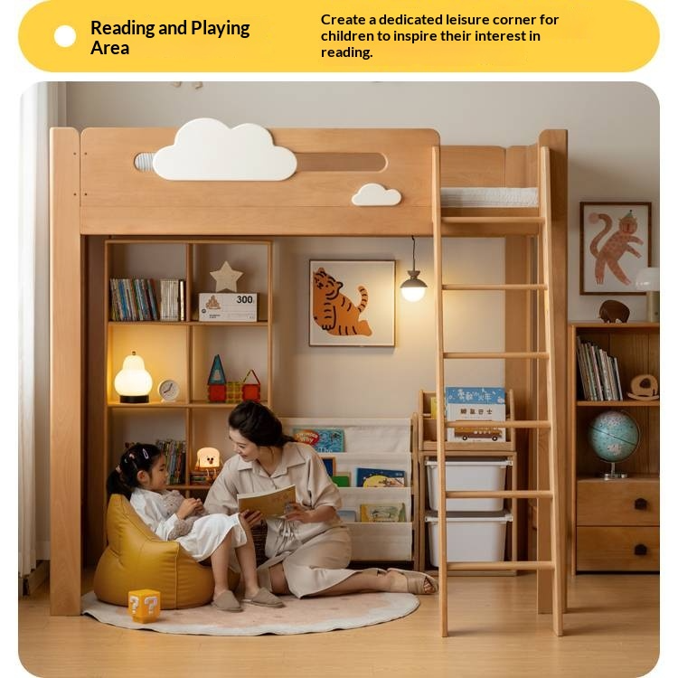 Rubberwood Solid Wood Children's Loft Bed