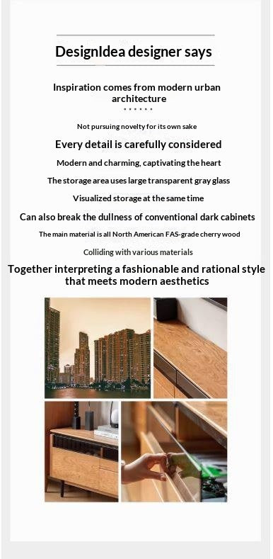 Cherry Solid Wood TV Cabinet Modern Simple))