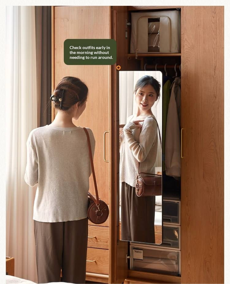 Cherry Solid Wood Wardrobe with Soft Modern Proportions