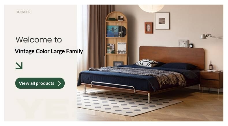 Poplar Solid Wood Vintage Soft Backrest Bed