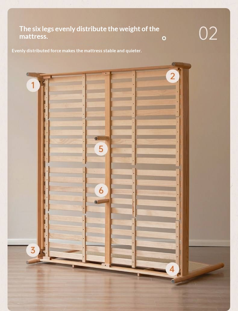 Oak Solid Wood Bed — Light Retro Style with Rattan Design