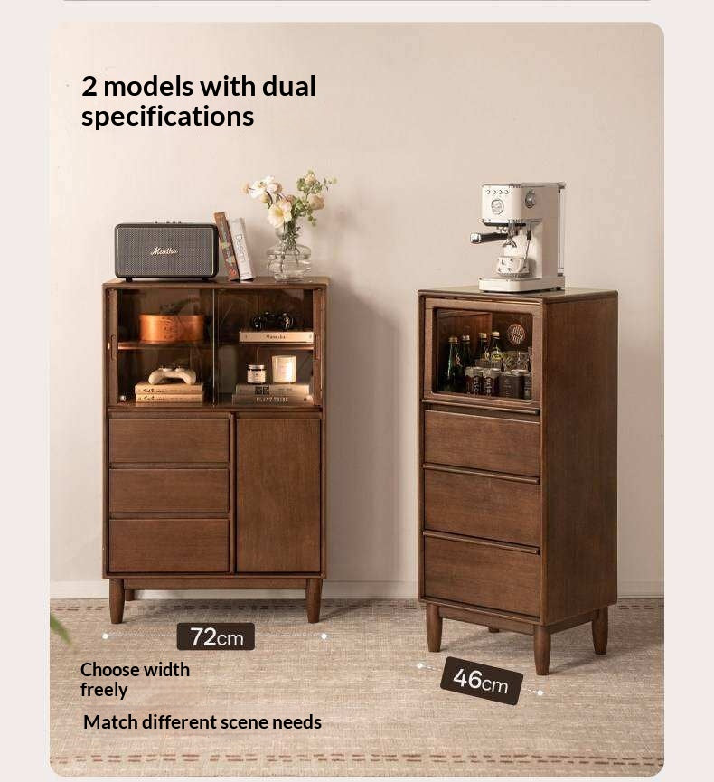 Golden Pear solid wood Side Cabinet with Enclosed Storage and Display Shelves