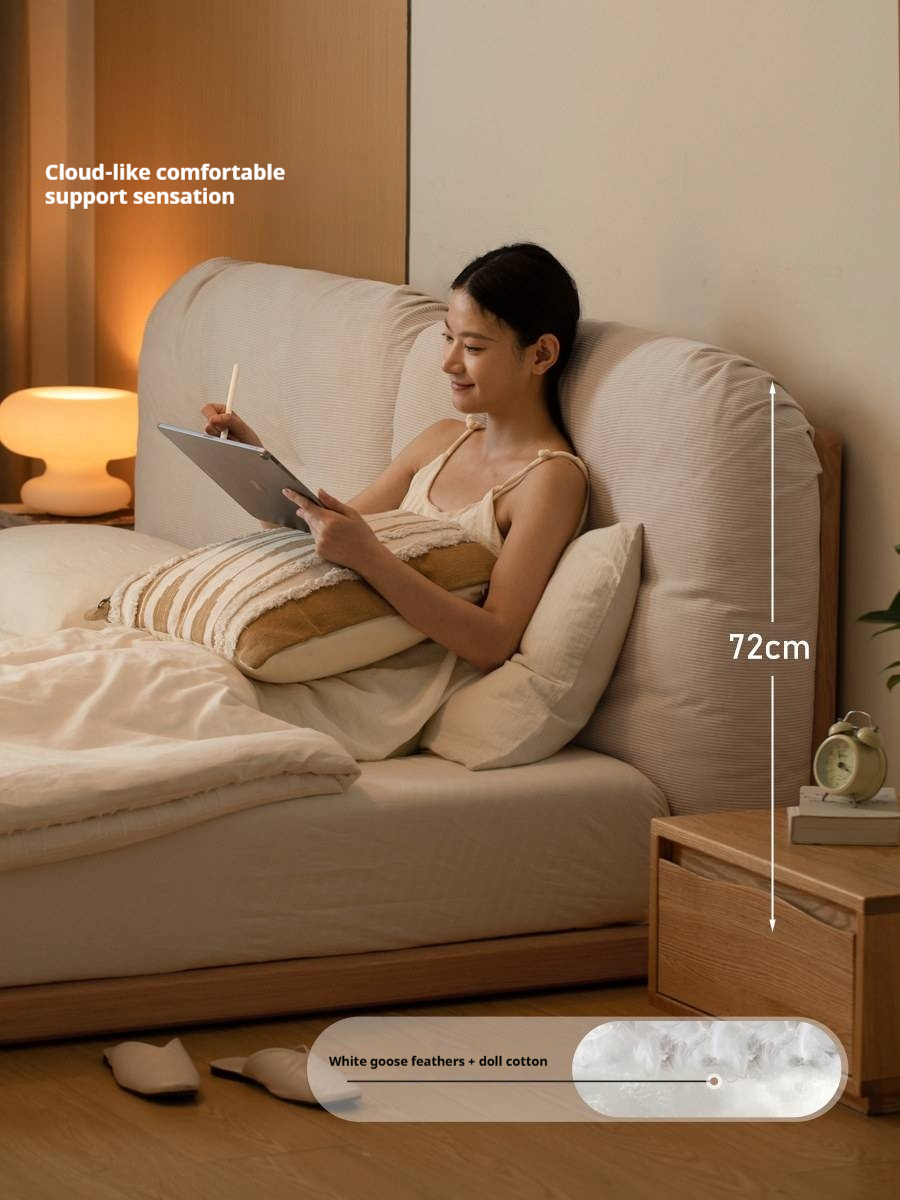 Ash Solid Wood Technology Cloth Floor Bed